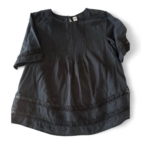 Old Navy Tops - Old Navy Black Blouse with Lace Trim
